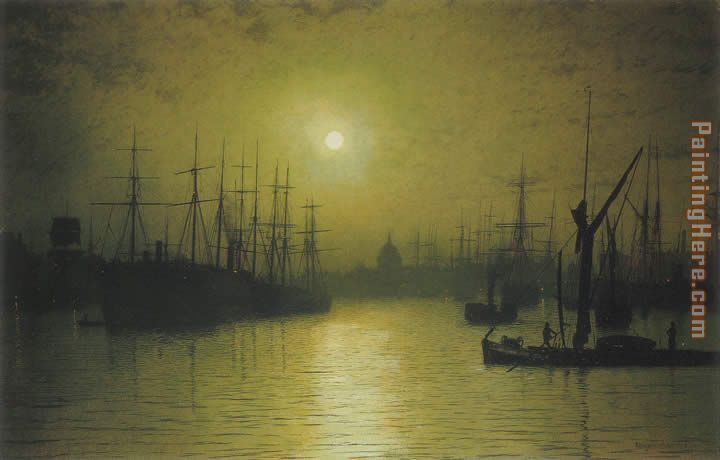 Nightfall down the Thames painting - John Atkinson Grimshaw Nightfall down the Thames art painting